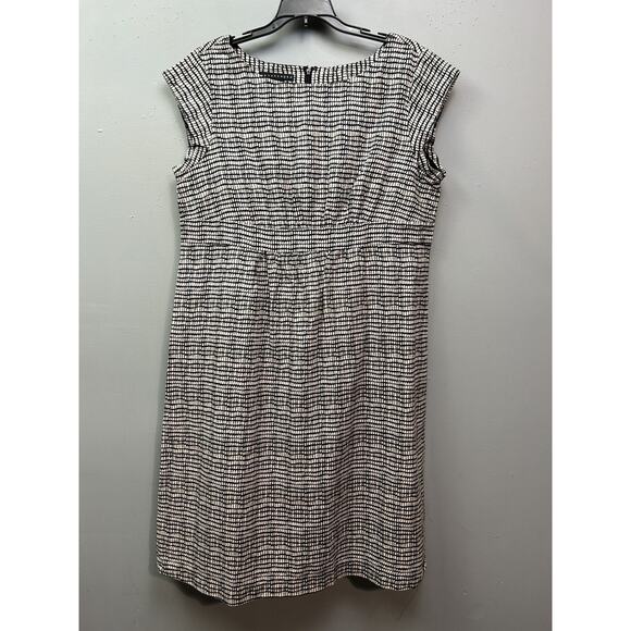 Apostrophe Dress Womens Large Black White Linen Blend Sleeveless Sheath Check - Picture 1 of 8